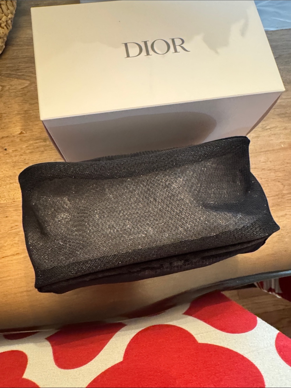 Dior Black Mesh Logo Cosmetic Pouch - Picture 2 of 5
